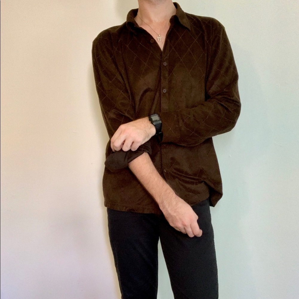 Claiborne Brown Suede Button Down